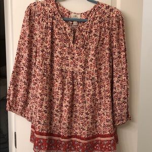 Pink floral boho blouse